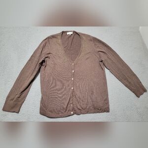 Calvin Klein Brown Cardigan With Gold Beading XL